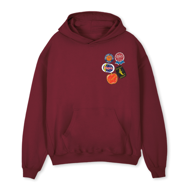 STICKER Burgundy Oversized Hoodie.