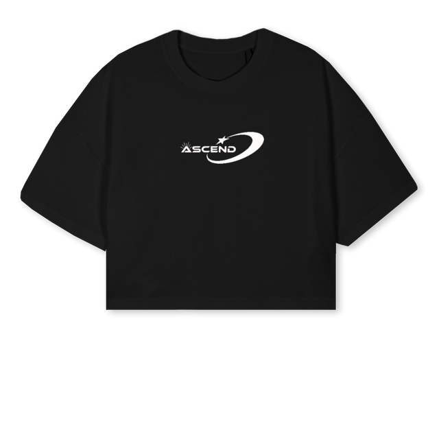 CROPTWO Black Cropped Oversized Tee.