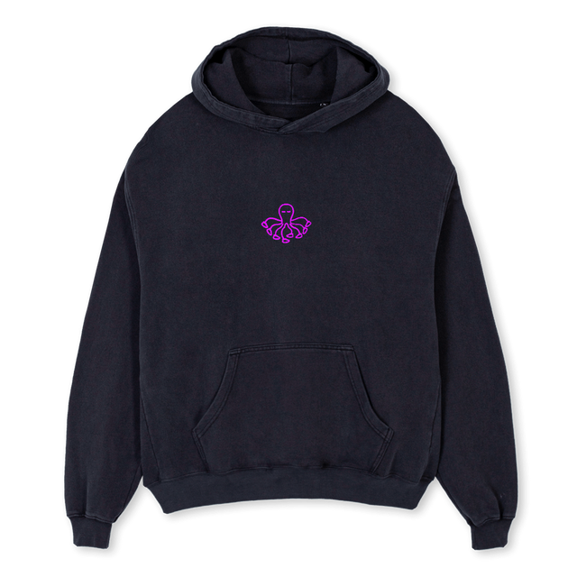 OVERLAP Vintage Black Oversized Hoodie.