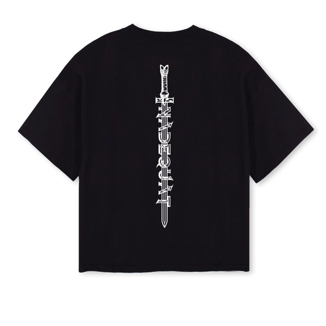 YANEGAY Black Oversized Boxy Tee.