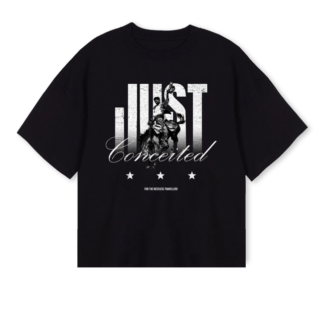SSTWOFOUR Black Oversized Boxy Tee.