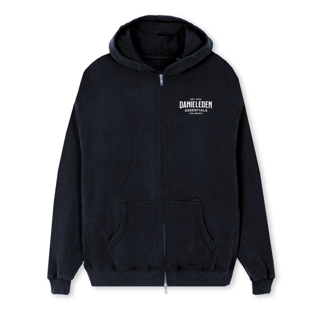 LION Vintage Black Regular Zipped Hoodie.
