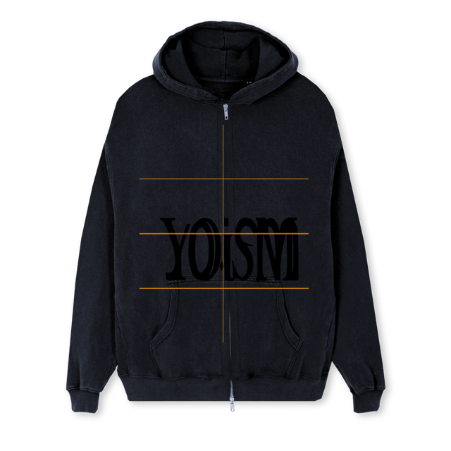 YOUSM Vintage Black Regular Zipped Hoodie.