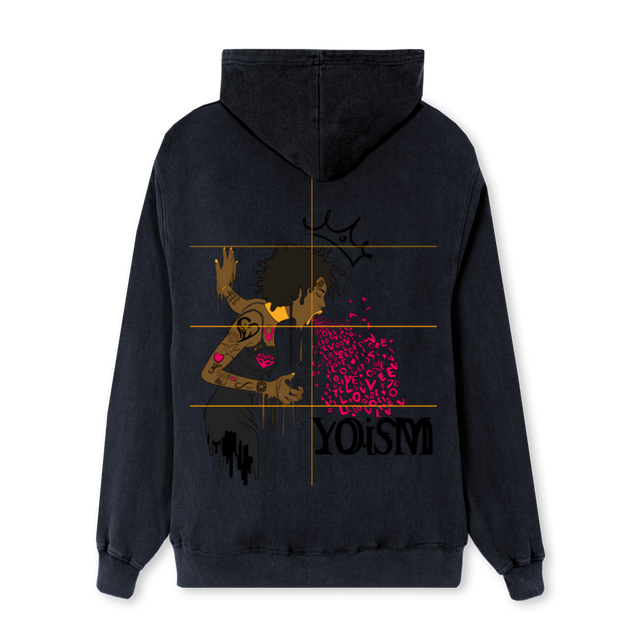 YOUSM Vintage Black Regular Zipped Hoodie.