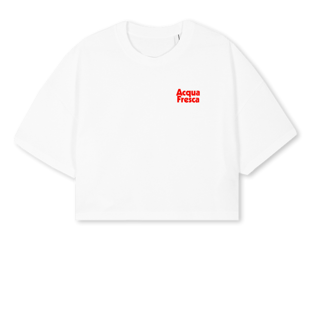 ACQUAFRESCATSHIRTONE White Cropped Oversized Tee.