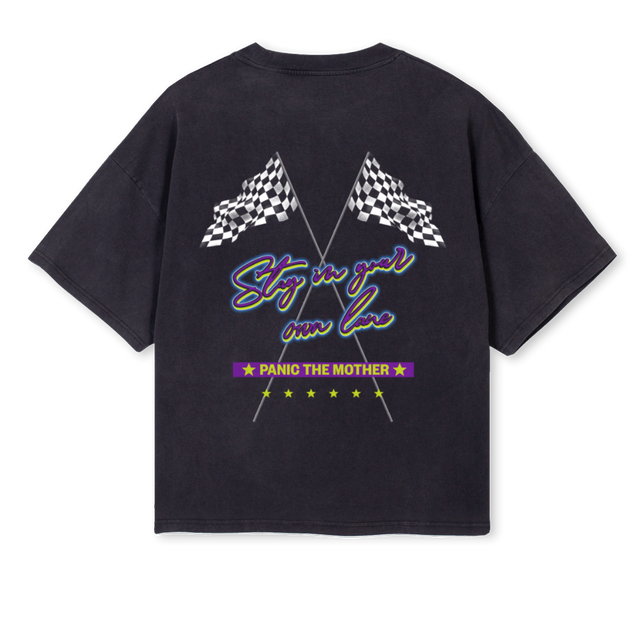 PTMRACINGTEE Vintage Black Oversized Boxy Tee.
