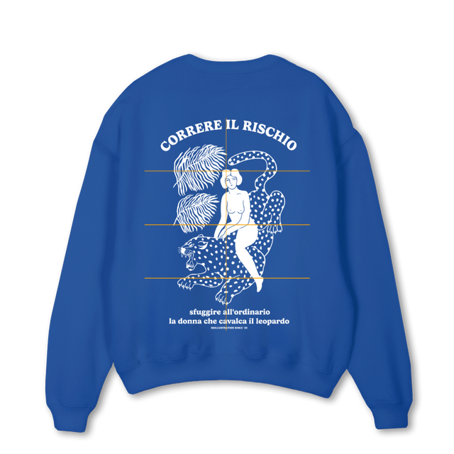 CORRERECBLT Cobalt Blue Oversized Crewneck Sweater.