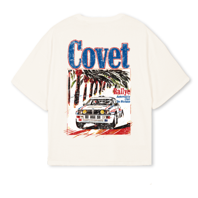 RALLY Vintage White Oversized Boxy Tee.