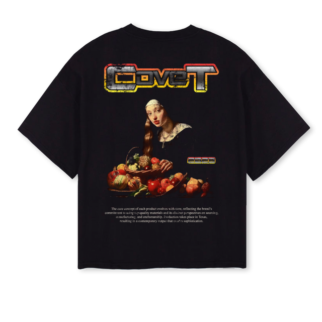 RENNA Black Oversized Boxy Tee.