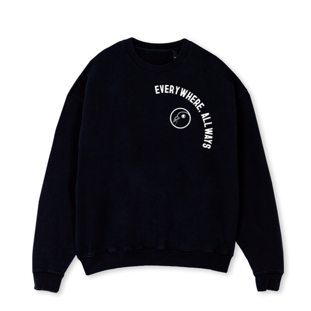 EAWCURVECREWNECK Black Oversized Crewneck Sweater.