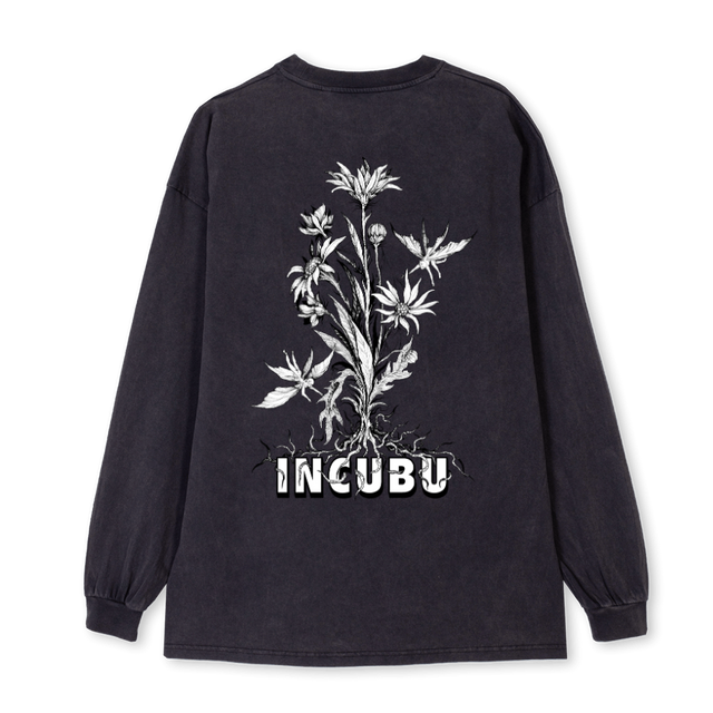 FLOWERSLONG Vintage Black Oversized LS Tee.