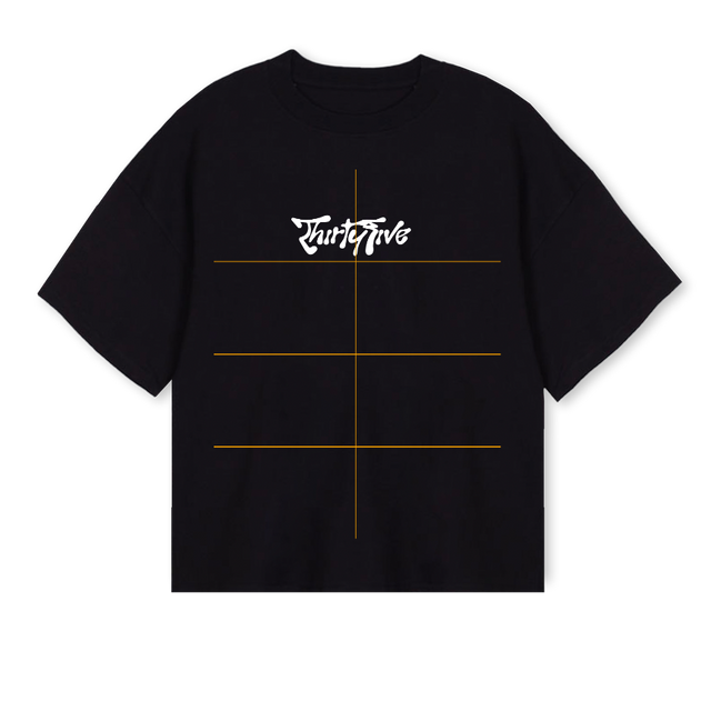 WHITELOGO Black Oversized Boxy Tee.