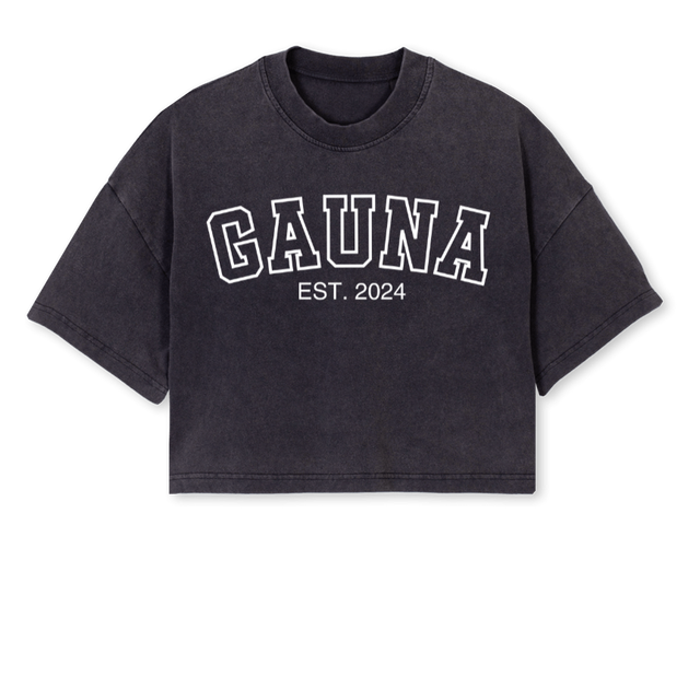 CROESTGEB Vintage Black Cropped Oversized Tee.