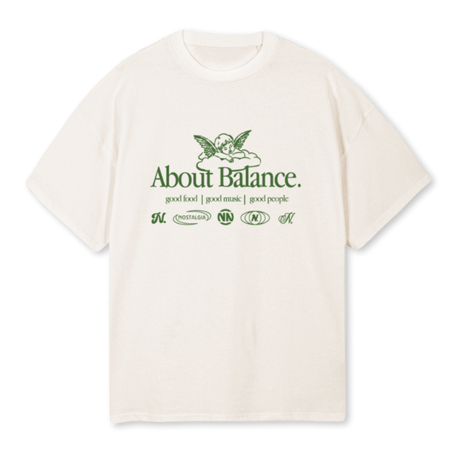 ABOUTBALANCE Vintage White Oversized Tee.