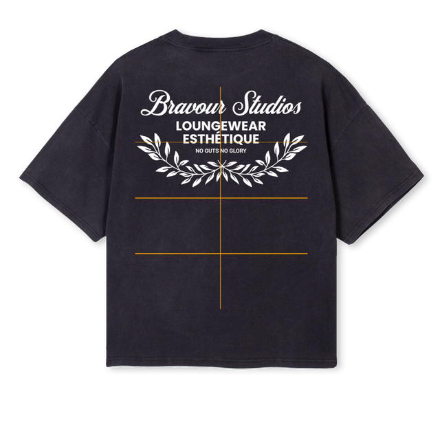 BRAVOURESTHETIQUE Vintage Black Oversized Boxy Tee.