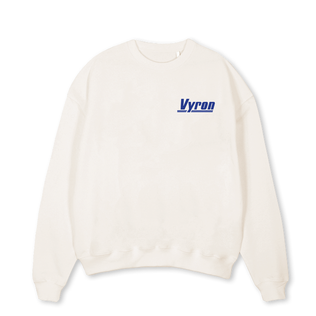 VYRONBLU Vintage White Oversized Crewneck Sweater.