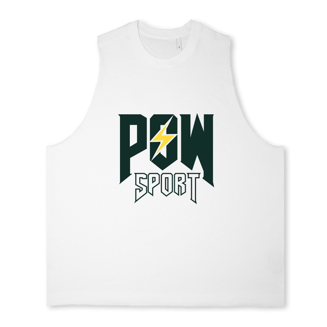 POWGREENYELLOWBLACK Bright white Oversized Vest.