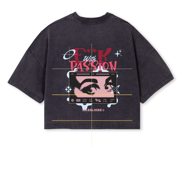 PASIONB Vintage Black Cropped Oversized Tee.