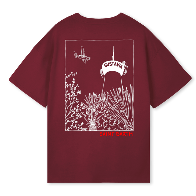 GUSTAVIA Burgundy Oversized Tee.