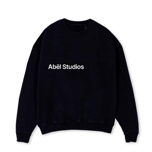 ABELSTUDIOS Black Oversized Crewneck Sweater.