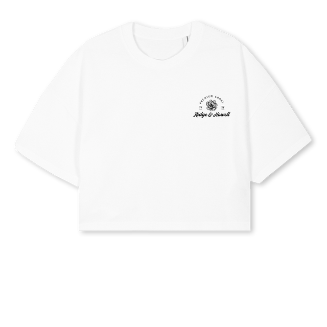 RHVINTAGEWOMEN White Cropped Oversized Tee.