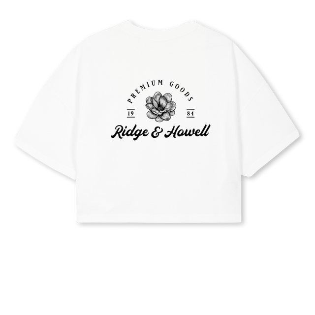 RHVINTAGEWOMEN White Cropped Oversized Tee.