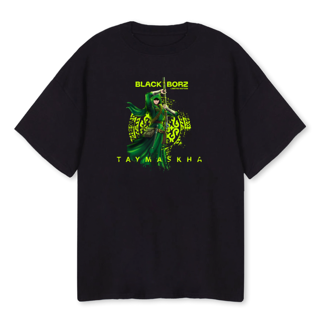 TAYMASKHA Black Oversized Tee.