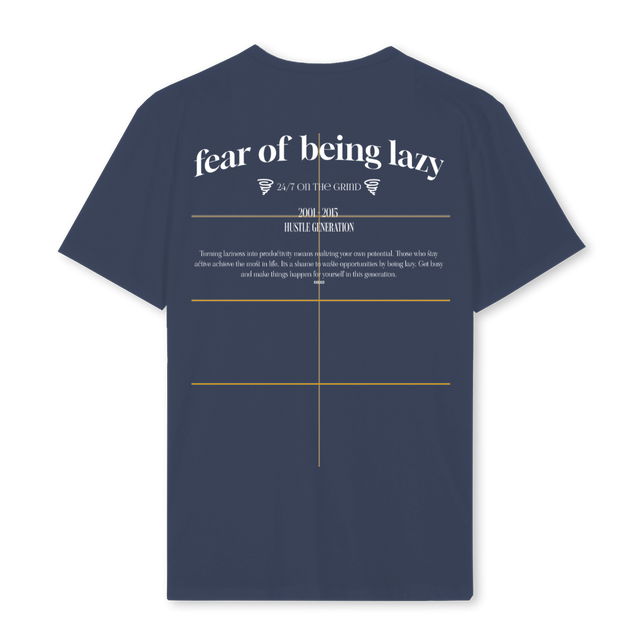 LAZY  Navy Blue Regular Tee.