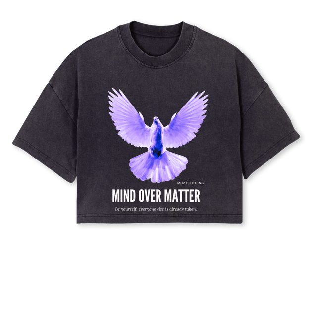 MIND  Vintage Black Cropped Oversized Tee.