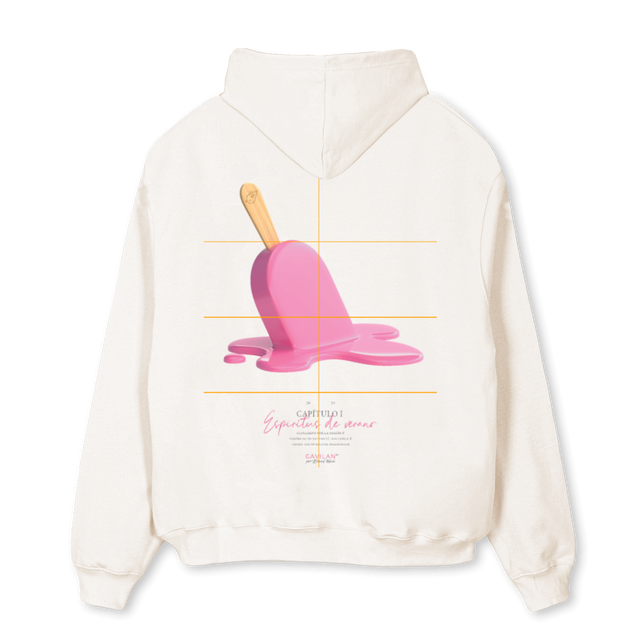 HELADO Vintage White Oversized Hoodie.
