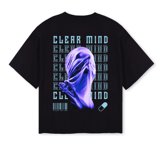 CLEARMIND Black Oversized Boxy Tee.