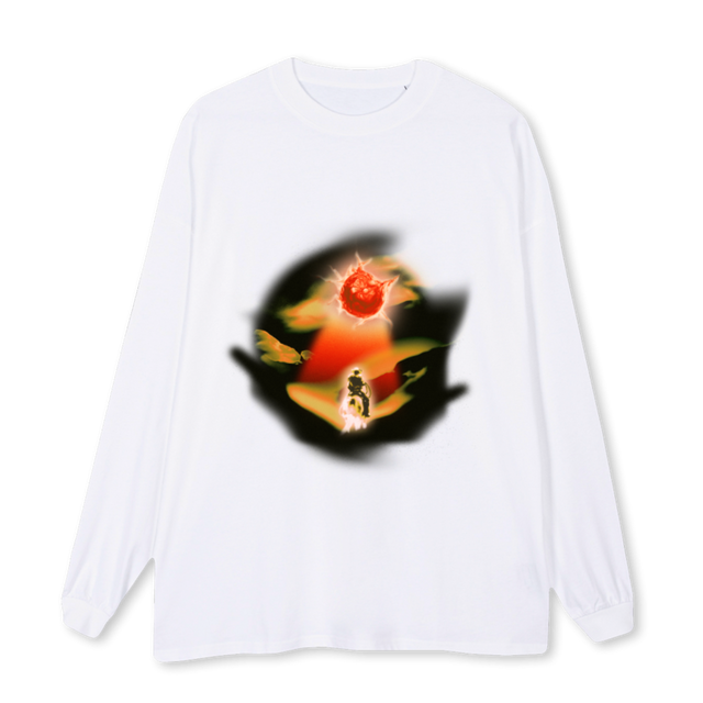COWBOYSUNSETDONE White Oversized LS Tee.