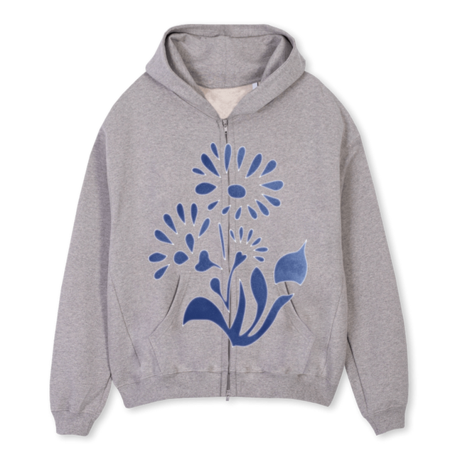 DAFFODIL Grey Marl Oversized Zipped Hoodie.