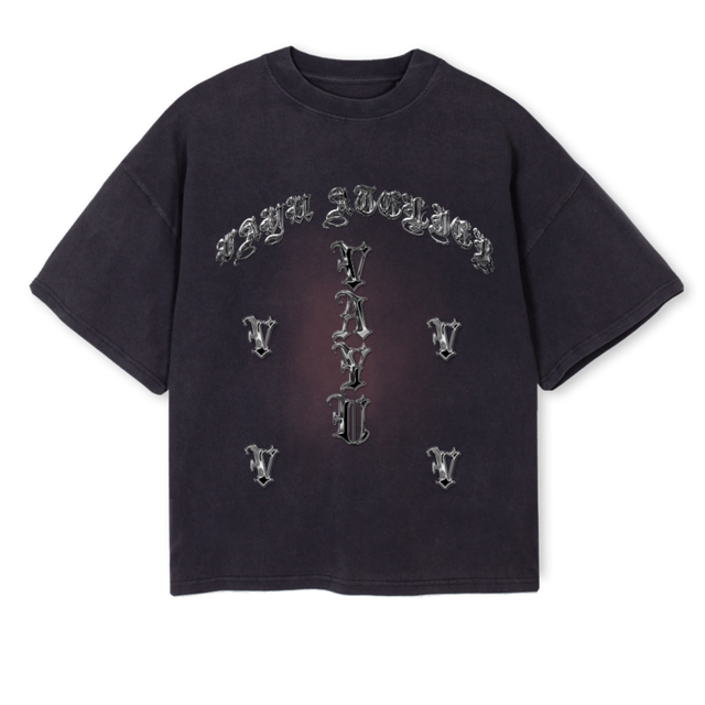 VAYU Vintage Black Oversized Boxy Tee.