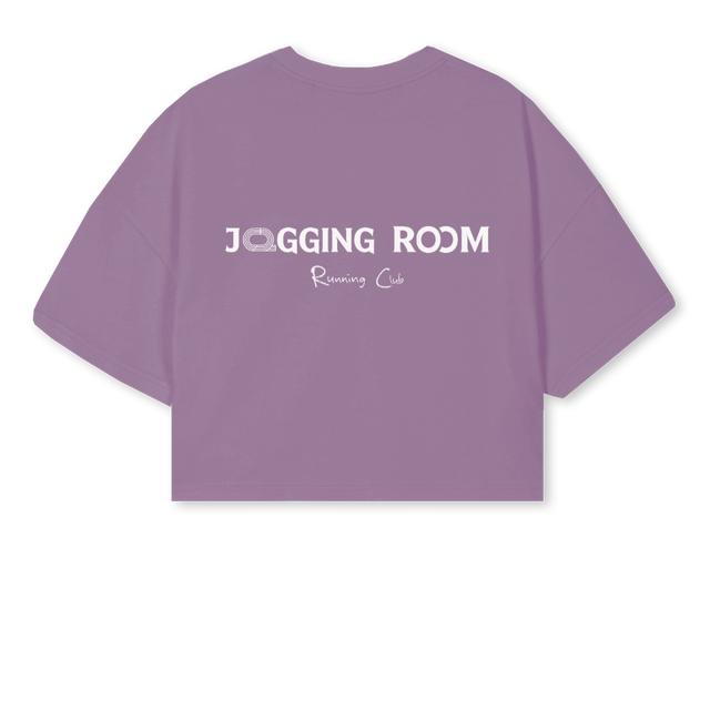 JRRUNCLUBCROPURP Purple Cropped Oversized Tee.