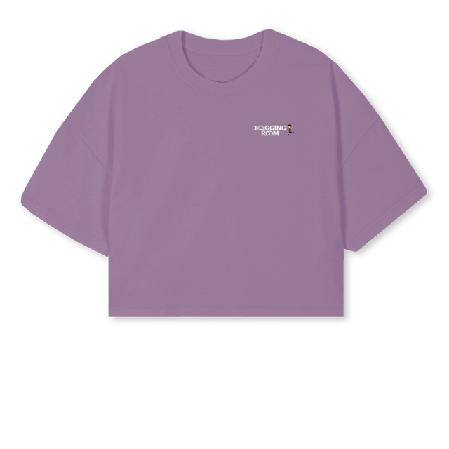 JRNEWCROPPURP Purple Cropped Oversized Tee.