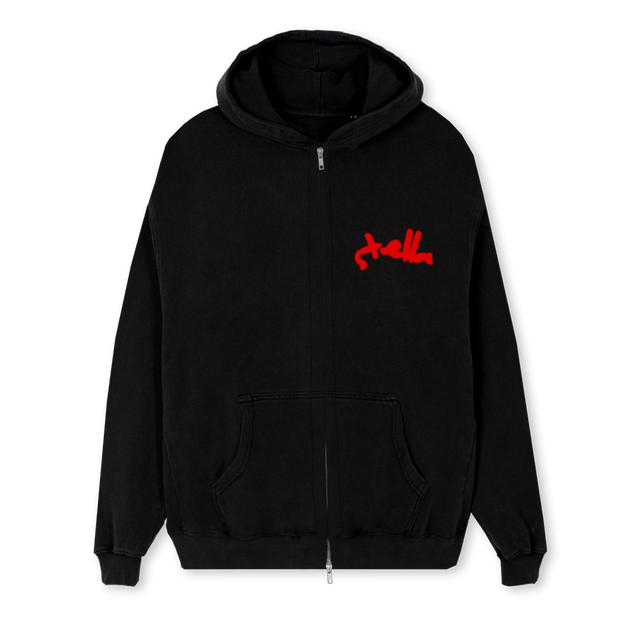 TTTT Black Regular Zipped Hoodie.