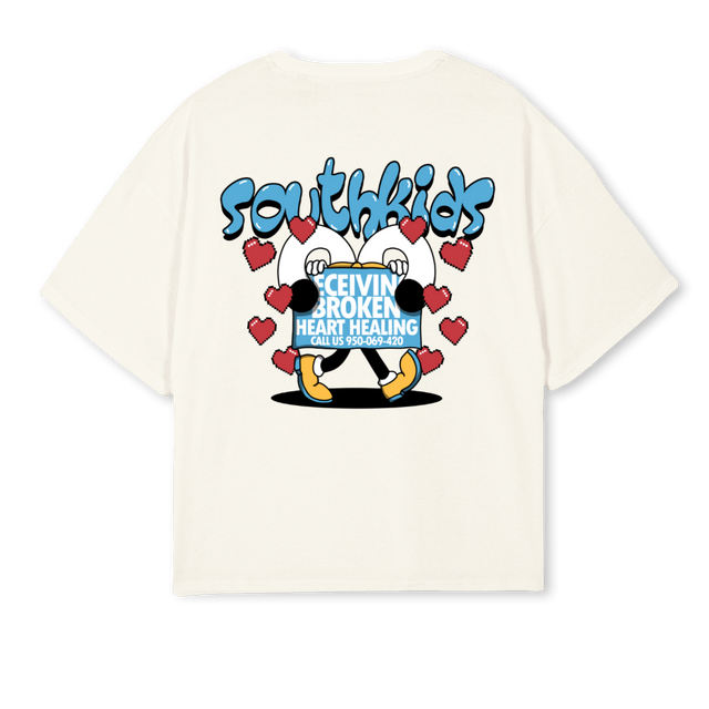 LOVERSTEE Cream Oversized Boxy Tee.