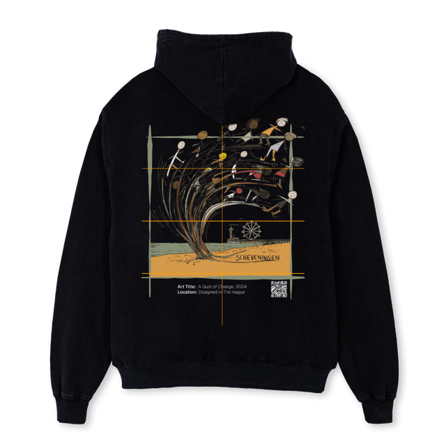BAGUSTOFCHANGE Black Oversized Hoodie.