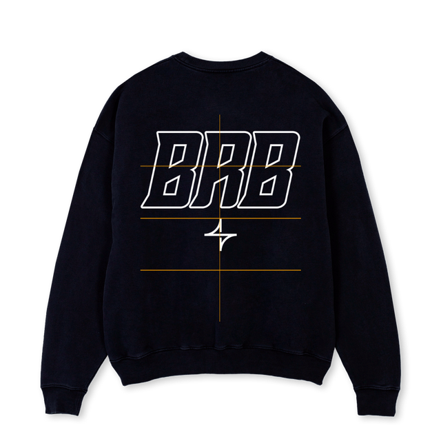 BRBSAMPLEHOODIEBVUN Black Oversized Crewneck Sweater.