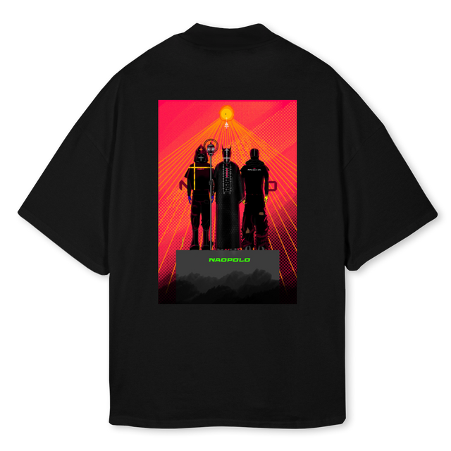 NPLS Black Oversized Mock Neck Tee.
