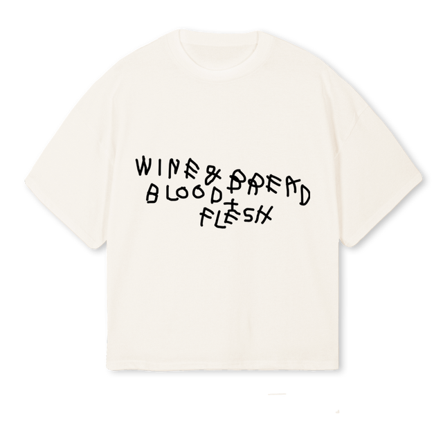 WINEBREADWRITTEN Vintage White Oversized Boxy Tee.