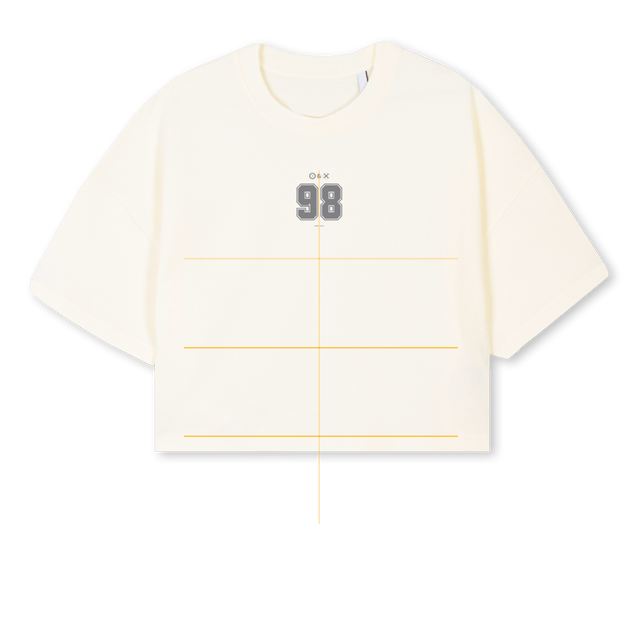 CROPNUMBERTEE Cream Cropped Oversized Tee.