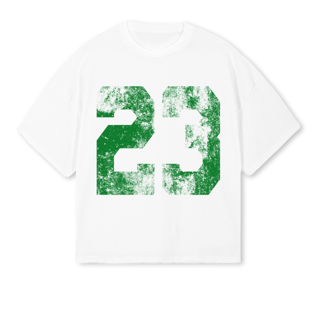 WSHDJERSEYWHITEGREEN White Oversized Boxy Tee.