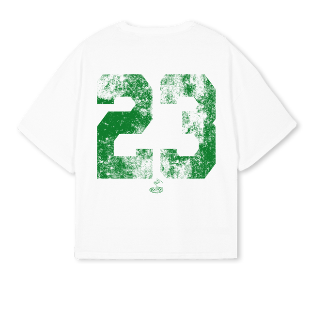 WSHDJERSEYWHITEGREEN White Oversized Boxy Tee.