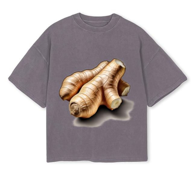 GINGER Pigment Grey Oversized Boxy Tee.