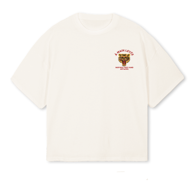 TIGERFACEVINWHTTEE Vintage White Oversized Boxy Tee.