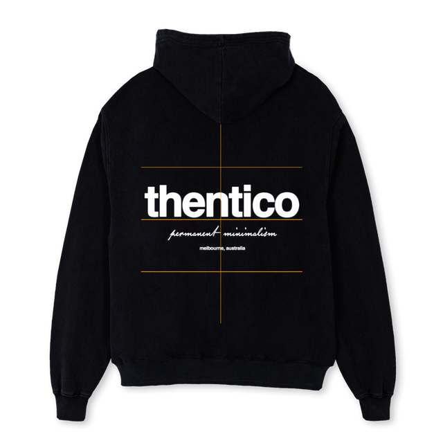 THENTICOHOOD Black Oversized Hoodie.