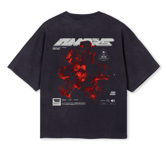 NMBRSVINBOXRED Vintage Black Oversized Boxy Tee.
