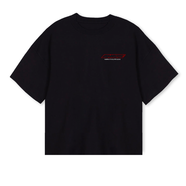 NMBRSOVRSBOXYTEERED Black Oversized Boxy Tee.